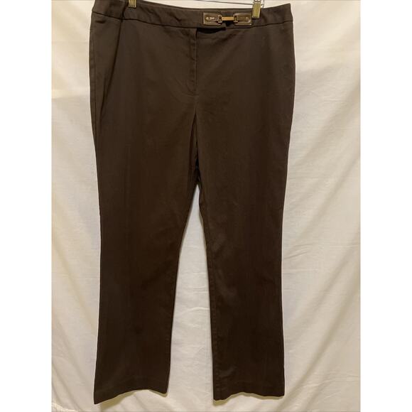 Dress Barn Women’s Brown Dress Pants/Slacks Size 16 Side Waist Buckle - Picture 1 of 13